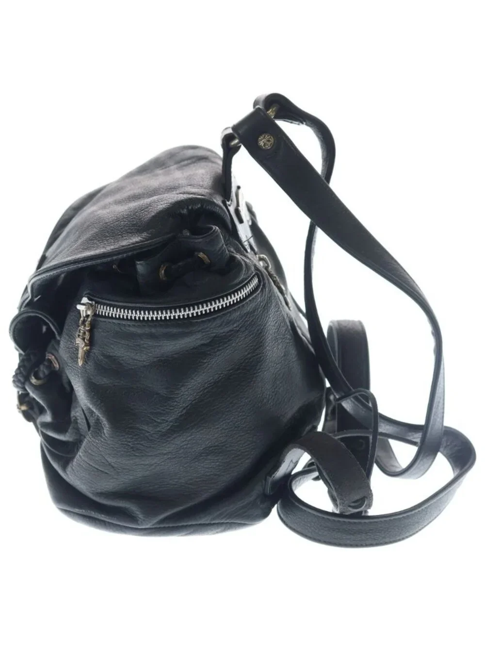 Chrome Hearts Flerknee Mini Backpack Funi Daga Zip Leather Black